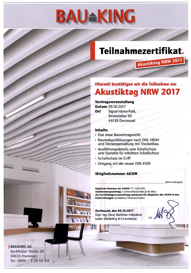 Zertifikat Trockenbau