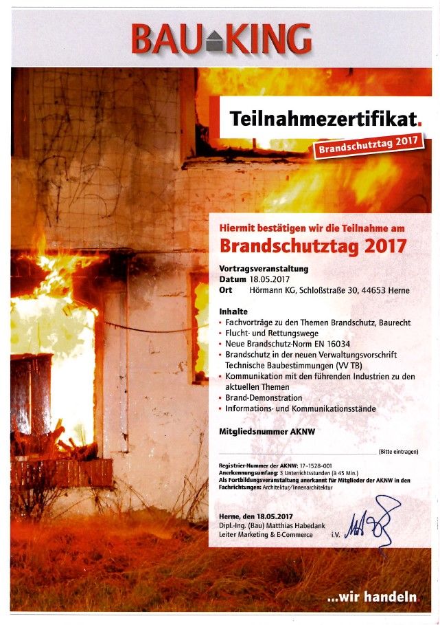 Zertifikat Baulicher Brandschutz