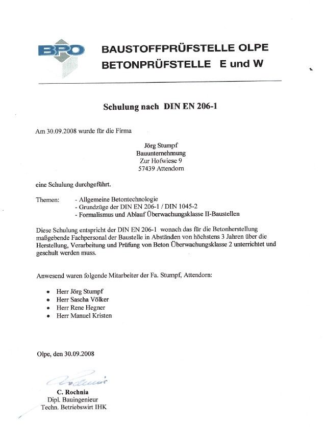 Zertifikat Stahlbetonbau