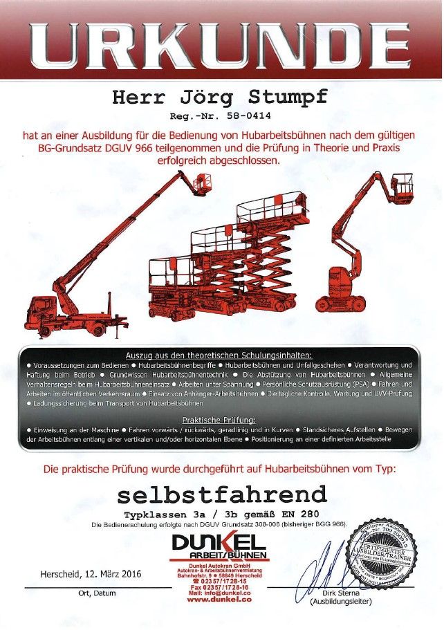 Urkunde Seminarteilnahme