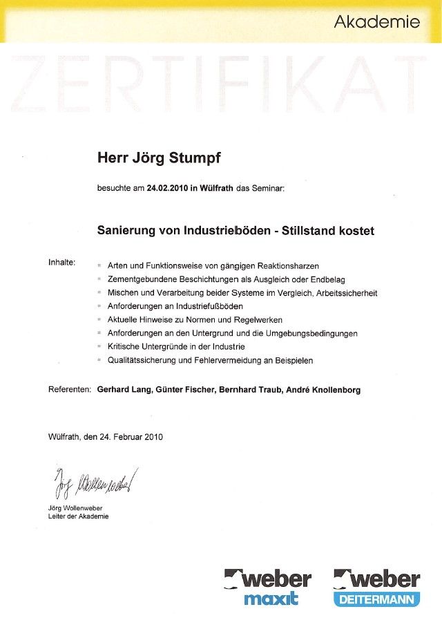 Zertifikat Stahlbetonbau