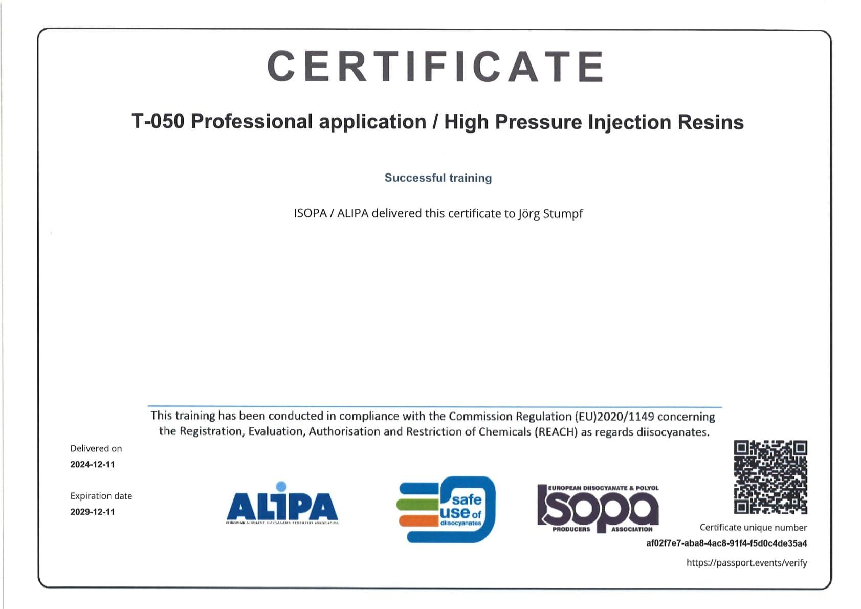 Zertifitkat Umgang mit Epoxidharzen