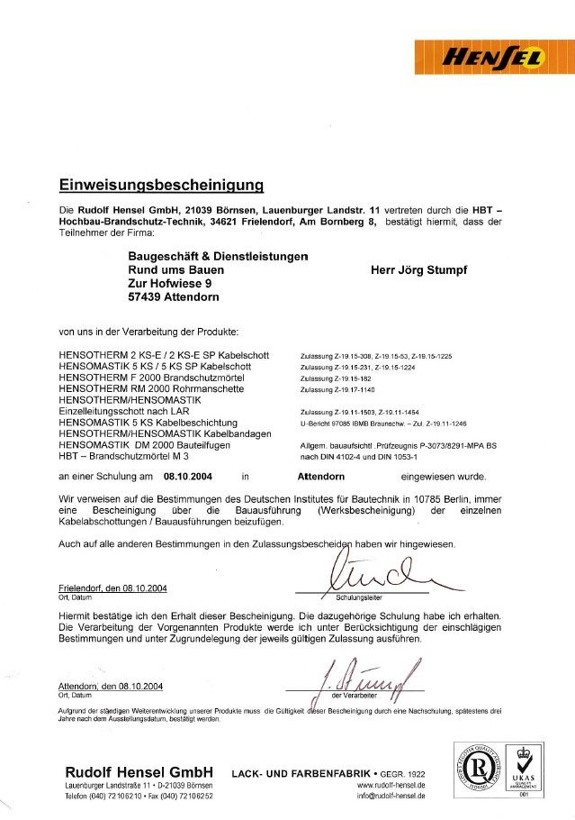 Zertifikat Baulicher Brandschutz