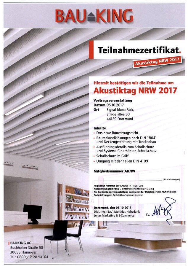 Zertifikat Trockenbau